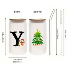 1 chiếc cốc thủy tinh mờ 16oz dùng cho Giáng sinh có in chữ 3D, nắp tre và ống hút, thích hợp đựng đồ uống đá, cà phê đá, quà tặng Giáng sinh cho gia đình và bạn bè - Nhiều màu - Xem 27