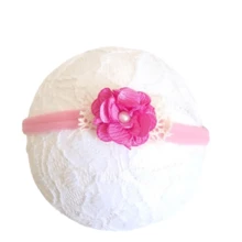 女宝宝蕾丝花朵蝴蝶结发带儿童头饰摄影道具装饰 - 淺藍色 - 查看 2