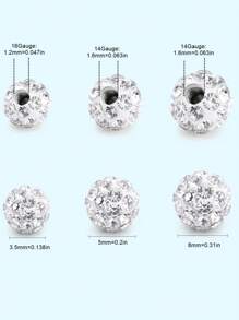 2Pcs 14G 16G Replacement Balls Spikes Accessories For Piercing Barbell Parts 3.5mm 5mm 8mm Stainless Steel & Shiny Flexible Crystal CZ Balls - Multicolor - View 3