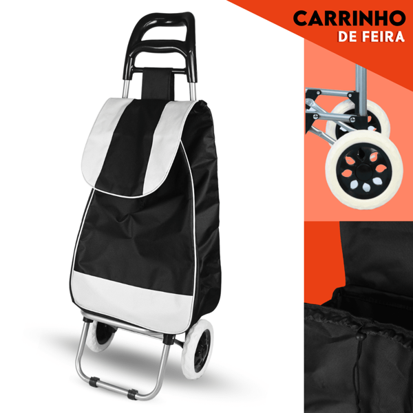 NYBC Carrinho De Compras Preto Feira Dobrável - Suporta 30 Kg - NYBC