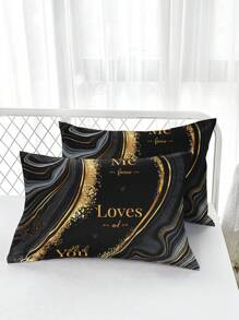 Bộ chăn ga gối 3 món in kỹ thuật số bằng sợi polyester độ nét cao phong cách vàng - Nhiều màu - Xem 10
