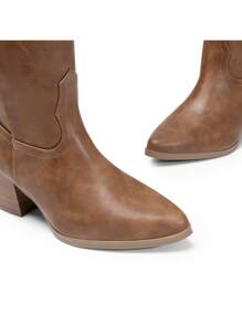 Embroidered Western Boots For Women Comfortable Chunky Heel Pull On Zipper Pointed Toe Knee High Boots Vintage Cowgirl Cowboy Ridding Vacation Boots - màu nâu - Xem 9