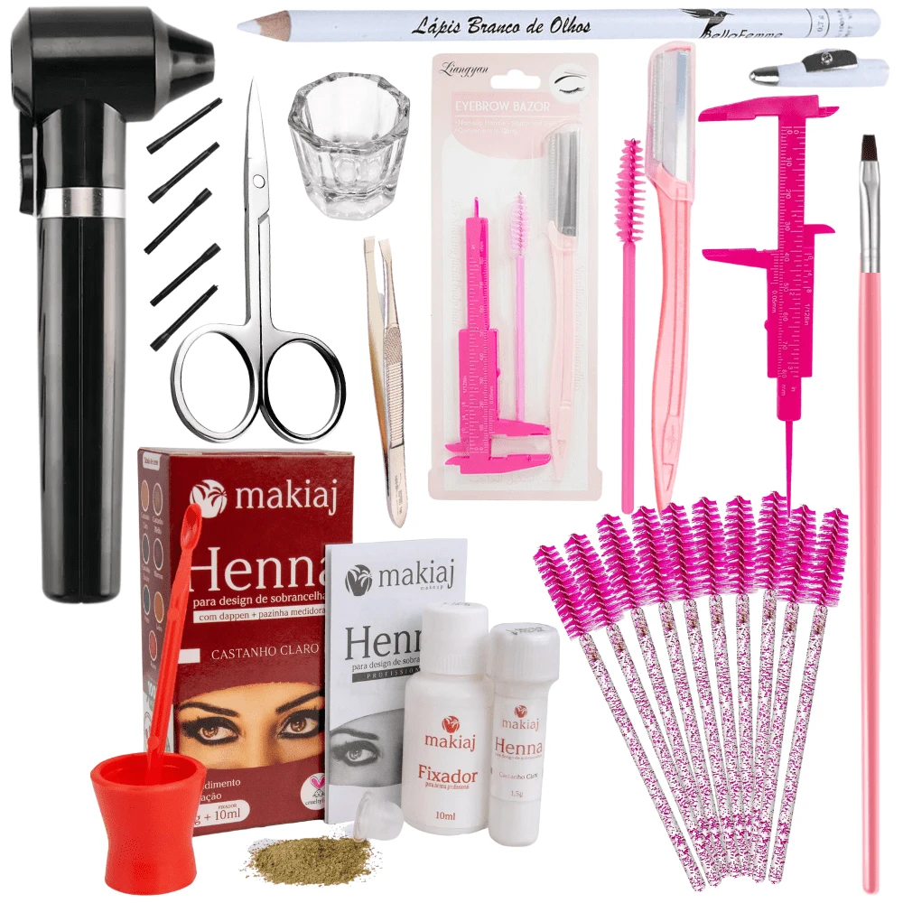 Professional Eyebrow Designer Kit Henna Caliper And Accessories Ready For Delivery - coklat muda - View 1