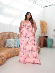 Plus Size Long Strap Dress - 淺粉色 - 查看 2