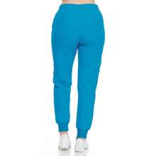 Women's Cargo Scrub Jogger Pants – 4-Way Stretch, Elastic Waist, Multiple Utility Pockets, Wrinkle-Resistant, Workwear For Nurses & Healthcare Professionals - Teal Blue - View 3