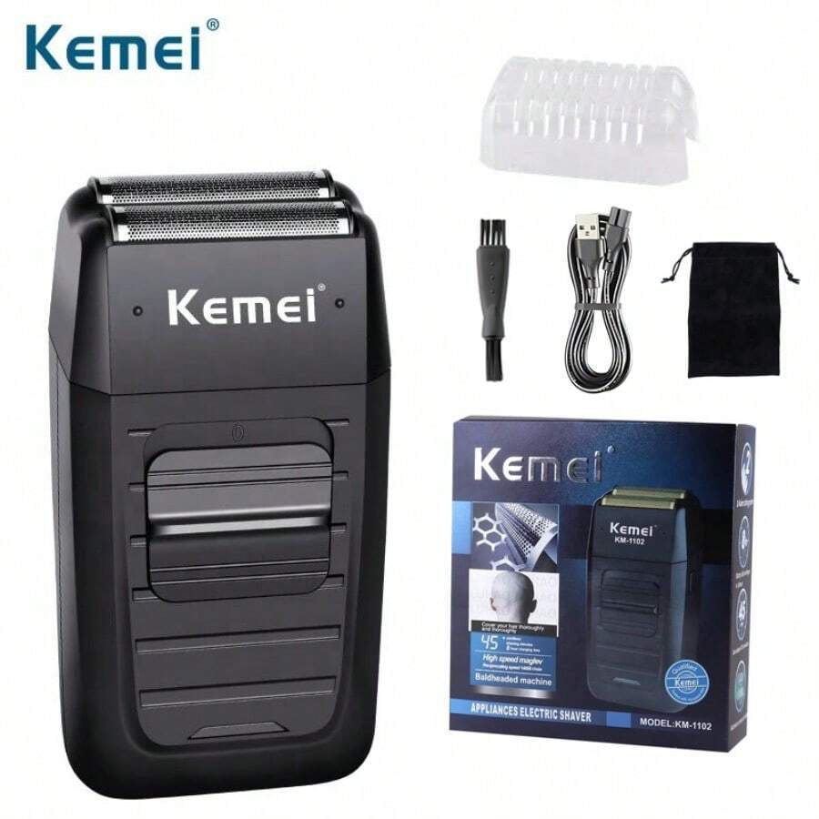 Kemei KM-1102 High Quality Professional USB Charging Electric Shaver - Black - View 1
