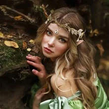 3 Pcs Fairy Rhinestone Leaf Headband Ear Cuffs Set For Brides, Wedding Headband Butterfly Ear Cuff(Color Random)Earring For Halloween Fairy Costume Crown Cosplay Accessories,Christmas - Multicolor - View 7