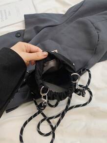 Dreamy Rhinestone Drawstring Phone Bag Crossbody Bag Coin Purse For Sports Casual Commute Shopping School Travel - Black - View 9