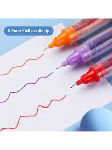 10pcs/Set Colorful Quick Drying Gel Ink Roller Ball Pens, 0.5mm Tips, Official Stationery Set, Great Gift For Writing, USA - Multicolor - View 4