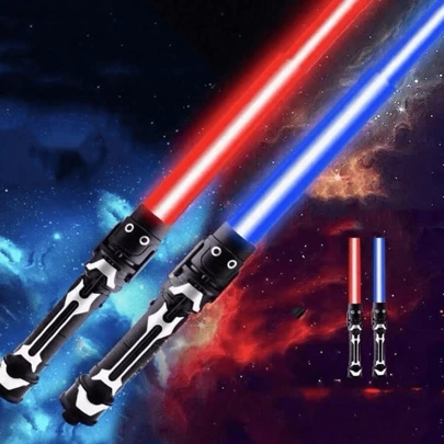 2pcs Laser Sword (Glowing Flashing Stick), Double-Blade Illuminated Laser Sword With Realistic Sound Effects And Multiple Color Modes, Ideal For Epic Battle Scenes