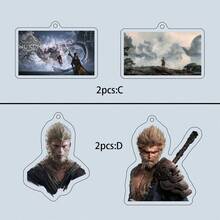 2pcs Black Acrylic Monkey King Keychain Pendant Charms For Backpack, Luggage - Multicolor - View 3