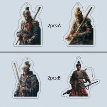 2pcs Black Acrylic Monkey King Keychain Pendant Charms For Backpack, Luggage - Multicolor - View 1