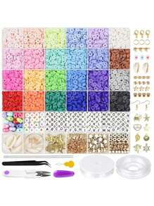 1 套花朵和星星裝飾壓折設計 Diy 珠子工具套裝 - 彩色 - 查看 1