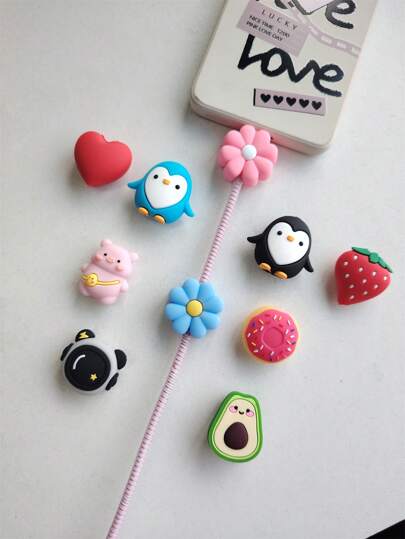 10PCS Cute Fruit Animal Charging Buddies, Charger Cable Protect Sets Compatible With Iphone IPad(Funny Gifts) Cable Protector, Charger Protector