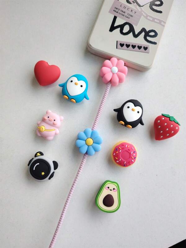 10PCS Cute Fruit Animal Charging Buddies, Charger Cable Protect Sets Compatible With Iphone IPad(Funny Gifts) Cable Protector, Charger Protector