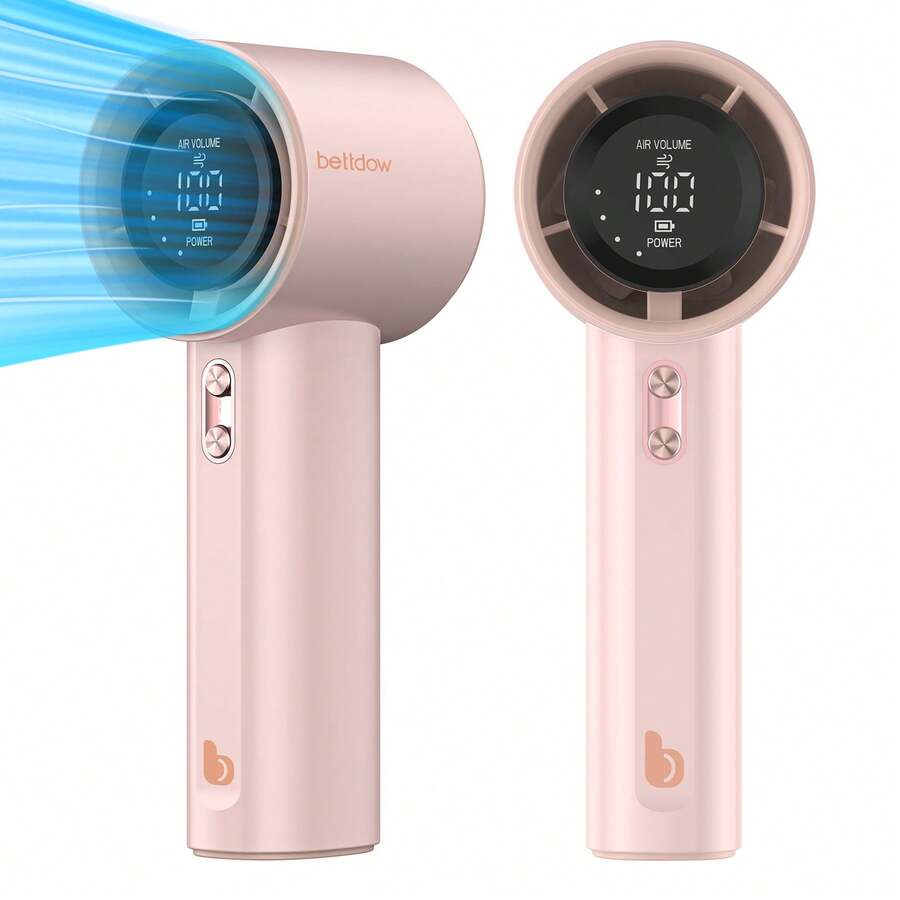 BETTDOW 4000mAh Super High Speed Portable Turbo Fan 16000prm | LED Display Adjustment Max Wind Speed 9m/S | Mini Handheld Fan - Hồng - Xem 1