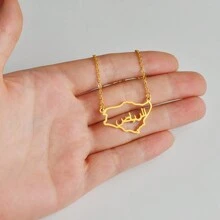 1pc Saudi Arabia Map Charm Pendant Necklaces Emblem Of Saudi Arabia Symbol Jewelry Women Girls