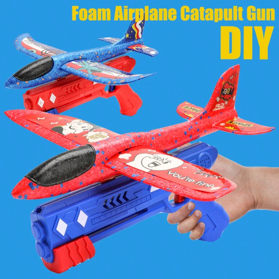 Children's Outdoor Ejection Foam Aircraft, Hand-Thrown Glider Toy Gun A