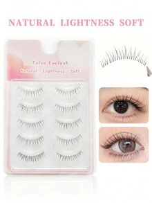 5 Paar Wimpern, Japanische und Koreanische Wimpern mit klarem Kleber, natürlich weicher, wiederverwendbar