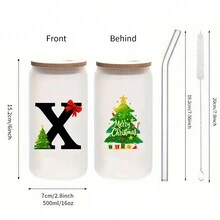 1 chiếc cốc thủy tinh mờ 16oz dùng cho Giáng sinh có in chữ 3D, nắp tre và ống hút, thích hợp đựng đồ uống đá, cà phê đá, quà tặng Giáng sinh cho gia đình và bạn bè - Nhiều màu - Xem 26