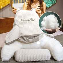 Large-Size Bed Reading Pillow, Backrest Pillow With Armrest, Pocket And Washable Pillowcase, Sofa Headboard Home Decor Pillow - 灰貓 - 查看 4