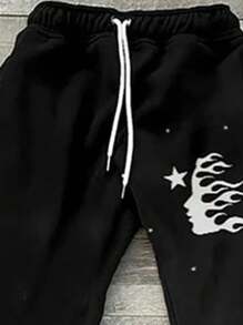 Men's Loose Casual Graffiti Side Print Fashion Sweatpants