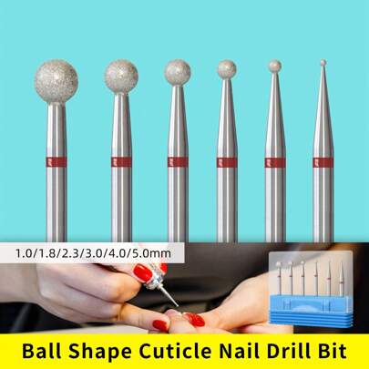 hytoos Ball Diamond Nail Drill Bits Fine Grit Rotary Cuticle Clean Burr Manicure Bit Drill Machine Accessories