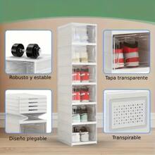 6 Tier Heavy Duty Foldable Shoe Rack With Clear Lid / Shoe Organizer 6 Shelves - White - View 5
