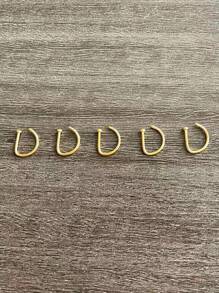 1 Set/5pcs Gold Stainless Steel Minimalist English Letter Punk Style Non-Piercing Nose Clips