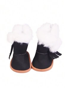 1 paire de bottes d'hiver de 18 pouces pour poupée American Girl, bottes à capuche en peluche, accessoires de poupée, cadeau, jouet, chaussures de poupée blanches de 18 pouces, bottes pour filles, poupées reborn, chaussures de 18 pouces, jouets de bottes