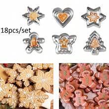 18 件/套，圣诞饼干切割模具套装，不锈钢模具，圣诞面包切割器，圣诞雪花/姜饼人/天使/爱心/六角星/圣诞树，家庭烘焙模具，厨房小工具，实惠商品。圣诞装饰品圣诞装饰圣诞礼物圣诞派对用品 - 銀色 - 查看 2