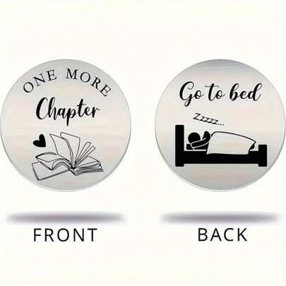 1PC One More Chapter" Stainless Steel Keychain - Double-Sided Decision Coin For Book Lovers, Perfect Gift For Readers & Students Valentine's Day Valentines Car Accessories Bag Charm School Halloween Accessories Teachers Day Bag Lanyards With Id Holder Car Accessories Bag Charms