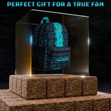 Minecraft Backpack Gaming Rucksack School Bag Creeper Daypack Travel Days Out PE Sports Gamer Gift - Blue - View 2