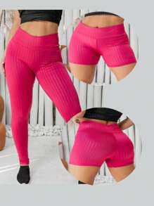 3D Legging And Fitness Shorts Kit: Ergonomic Adjustment And Perfect Fit - 粉色 - 查看 2