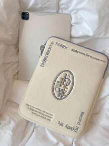 1 件带软壳的涤纶笔记本电脑内胆包，专业笔记本电脑和平板电脑包，带有卷边、蝴蝶结和线条图案设计，有 11 英寸、13 英寸和 15 英寸可选，轻巧时尚的教室笔记本电脑包、教室包、教师储物包、教室整理包 - 米色 - 查看 4