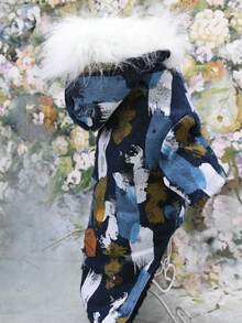 Thickened Denim Hooded Windbreaker Jacket For Pets, Distressed Design, Warm For Cats/Dogs In Autumn & Winter - Royal Blue - View 10