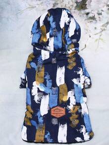 Thickened Denim Hooded Windbreaker Jacket For Pets, Distressed Design, Warm For Cats/Dogs In Autumn & Winter - Royal Blue - View 8