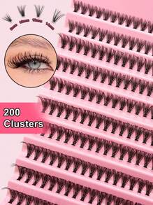 10 Row 200PCS,30D Cluster Individual Lashes,8-16mm Cluster Lashes,D Curling,Natural Look,Mixed Tray,DIY Eyelash Extension,Volume Lash Clusters,Eyelashes Cilias Makeup,Extra Thick&Fluffy&Natural Look,Reusable Individual Eyelash Extension