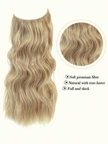 Invisible Wire Hair Extensions Natural Blonde Natural Wavy Hair Pieces For Women Synthetic Hair Extensions Clip Ins Hairpiece - Gold - View 4