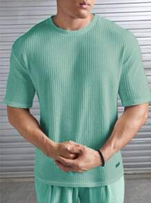Kit 2 Oversized Casual Basic Plain Straight T-Shirt Black/Multicolor - 薄荷綠 - 查看 2