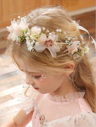 1pc Kids Headpiece Performance Princess Headband Flower Crown Wreath For Girls, For Christmas
