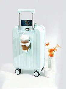 新鮮風格多功能粉色行李箱,配有密碼鎖和萬向輪,高容量行李手推車袋,適用於旅行、男女士,帶有usb充電端口,旅行、學校、度假、蜜月、留學、學生適用