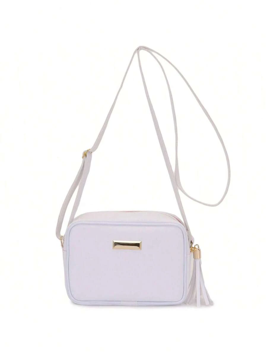 Women's Square Bag With Plain Crossbody Strap With Metal - 白色 - 查看 1