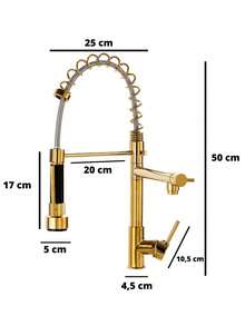 Gourmet Single Lever Gold Kitchen Tap 50 Cm Gold Color - 彩色 - 查看 2