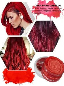 Cera para pintar y peinar cabello color rojo - Rojo - Ver 1