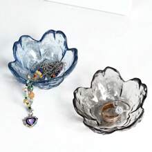 1pc Flower Ring Dish Jewelry Tray, Small Glass Jewelry Dish For Women, Room Decor Trinket Tray For Earrings Necklaces, Wedding Engagement Ring Holder Dish, Key Dish Jewelry Plate Bowl Gift Back To School
