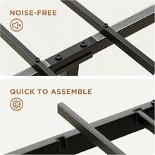 Full Size Bed Frame, Upholstered Headboard, Metal Slat Supports, No Noise Platform Bed Frame, Easy To Assemble, No Box Spring Needed, Valentine's Day Ideas - màu đen - Xem 5