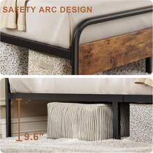 Full Size Bed Frame, Upholstered Headboard, Metal Slat Supports, No Noise Platform Bed Frame, Easy To Assemble, No Box Spring Needed, Valentine's Day Ideas - màu đen - Xem 6