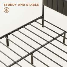 Full Size Bed Frame, Upholstered Headboard, Metal Slat Supports, No Noise Platform Bed Frame, Easy To Assemble, No Box Spring Needed, Valentine's Day Ideas - màu đen - Xem 8