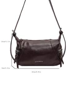 Túi đeo vai nữ mới 2025, Túi xách thiết kế độc đáo, Túi đeo nách thời trang tối giản đa năng thường ngày, Chất liệu PU thoải mái, Màu trơn, Khóa kéo, Dây đeo dài có thể điều chỉnh, Rộng rãi, Túi gối mùa xuân/hè - Cà phê nâu - Xem 9